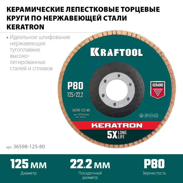 Круги лепестковые керамические торцевые 36598-125-80 купить в Екатеринбурге
