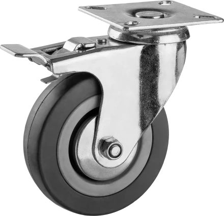 Колеса поворотные с тормозом из литой резины с полипропиленовым диском серия МАСТЕР купить в Екатеринбурге