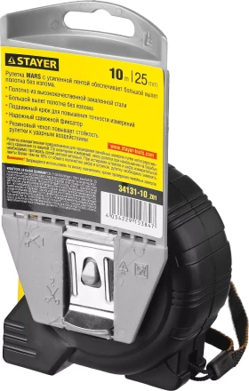 Рулетка STAYER &quot;PROFI&quot; &quot;MARS&quot;, обрезиненный корпус, утолщенное полотно, 10мх25мм 34131-10_z01 купить в Екатеринбурге