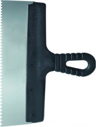 Шпатель из нержавеющей стали 150 мм зуб 4х4 мм пластмассовая ручка СИБРТЕХ/Р