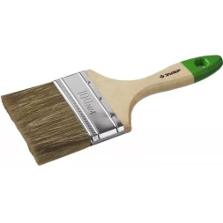 Кисть плоская  ЗУБР &quot;ЛАЗУРЬ-МАСТЕР&quot;, смешанная щетина, деревянная ручка, 100мм 4-01009-100