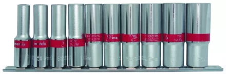 Набор удлиненных торцевых головок 1/2&quot;,  6-ти гр., CrV, 10шт., 10-22мм Matrix 13590 купить в Екатеринбурге