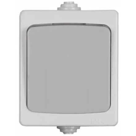 Выключатель СВЕТОЗАР &quot;АВРОРА&quot; проходной, одноклавишный, IP44, цвет серо-белый, 10А/~250В SV-54340-W купить в Екатеринбурге