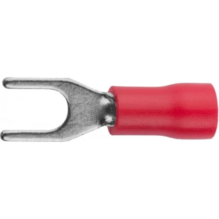 Наконечник СВЕТОЗАР для кабеля,изолированный,с вилкой,красный,вн. d 4,3мм,под болт 6мм,провод 0,5-1,5мм2,19А,10шт 49420-15 купить в Екатеринбурге