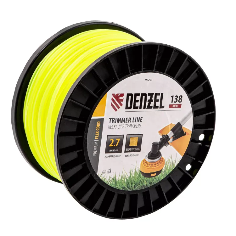 Леска для триммера квадрат Denzel, 2,7м х 138м, на DIN катушке FLEX CORD, 96293 купить в Екатеринбурге