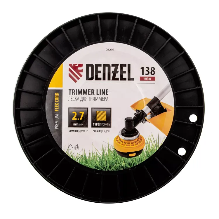 Леска для триммера квадрат Denzel, 2,7м х 138м, на DIN катушке FLEX CORD, 96293 купить в Екатеринбурге