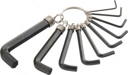 Набор ключей шестигранных имбусовых HEX 1.5–10 мм CrV 10шт. оксидированные на кольце SPARTA 112665