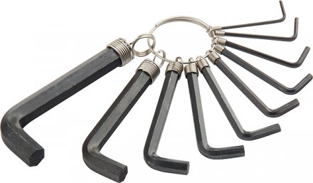 Набор ключей шестигранных имбусовых HEX 1.5–10 мм CrV 10шт. оксидированные на кольце SPARTA 112665 купить в Екатеринбурге