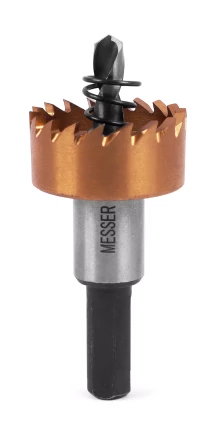 HSS-TiN коронка MESSER  28мм с центр. сверлом и толкающей пружиной для  лист. материала  до 2 мм ц/х купить в Екатеринбурге