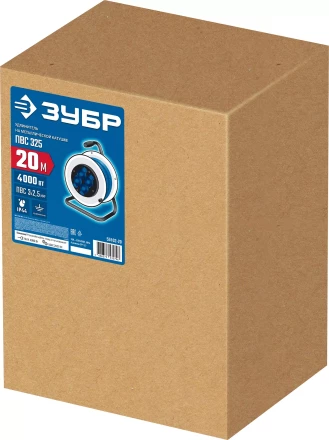 ЗУБР ПВС-325, ПВС, 3 x 2.5 мм2, 20 м, 4000 Вт, IP44, силовой удлинитель на стальной катушке, Профессионал (55102-20) купить в Екатеринбурге