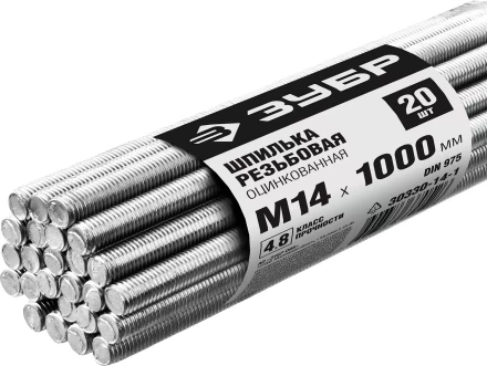 ЗУБР DIN 975, кл. пр. 4.8, М14 х 1000 мм, цинк, 20 шт, резьбовая шпилька (30330-14-1) купить в Екатеринбурге