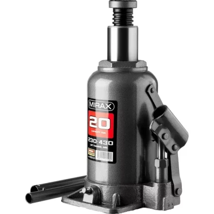 Домкрат гидравлический бутылочный, 20т, 230-430 мм, MIRAX 43260-20 43260-20 купить в Екатеринбурге