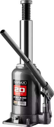 Домкрат гидравлический бутылочный, 20т, 230-430 мм, MIRAX 43260-20 43260-20 купить в Екатеринбурге