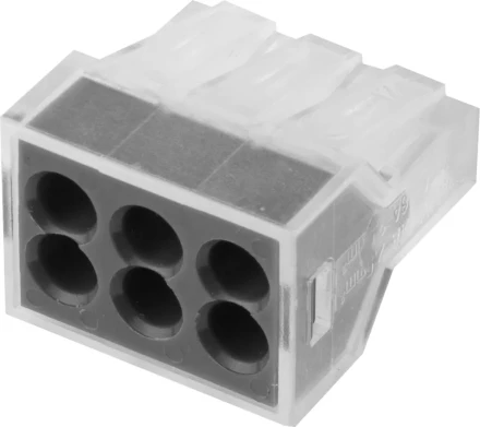 Клемма СВЕТОЗАР соединительная, 6-и проводная, 400В, 24А, 0,75-2,5мм2, 2шт 49170-6 купить в Екатеринбурге