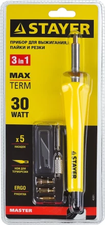 Прибор STAYER &quot;MASTER&quot; для выжигания, пайки, резки с набором насадок, 6шт 45221 купить в Екатеринбурге