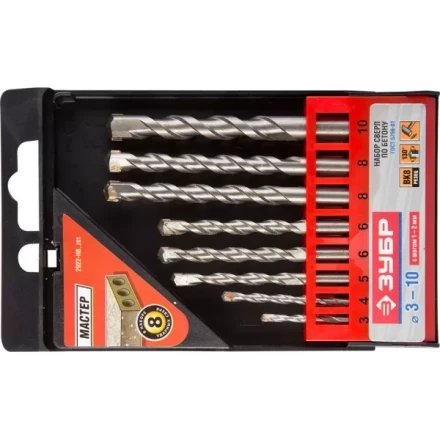 Набор ЗУБР Свёрла &quot;МАСТЕР&quot; по бетону, ударные, 3; 4; 5; 6; 6; 8; 8; 10мм, 8шт 2922-H8_z01 купить в Екатеринбурге