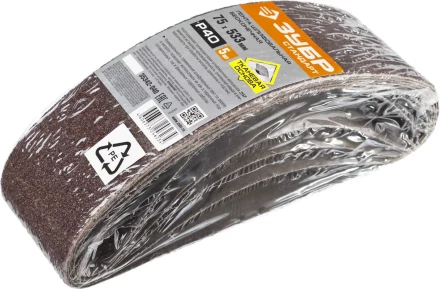 ЗУБР 75х457 мм, P40, лента шлифовальная СТАНДАРТ, для ЛШМ, 5 шт. (35342-040) купить в Екатеринбурге