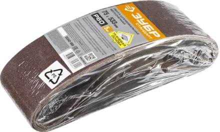 ЗУБР 75х457 мм, P40, лента шлифовальная СТАНДАРТ, для ЛШМ, 5 шт. (35342-040) купить в Екатеринбурге