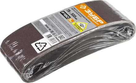 ЗУБР 75х457 мм, P40, лента шлифовальная СТАНДАРТ, для ЛШМ, 5 шт. (35342-040) купить в Екатеринбурге