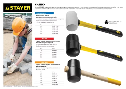Киянка STAYER &quot;PROFESSIONAL&quot; резиновая ЧЕРНАЯ, с фиберглассовой ручкой 2054-40 купить в Екатеринбурге