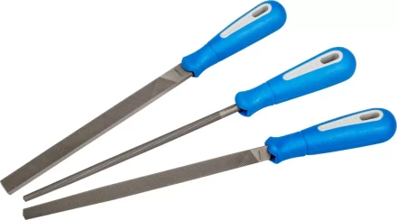 Набор ЗУБР: Напильники &quot;ПРОФЕССИОНАЛ&quot; с двухкомпонентной ручкой, плоский, трехгранный, круглый, №2, 200мм 16550-20-H3 купить в Екатеринбурге