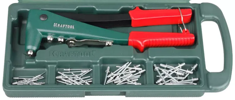 Заклепочник, KRAFTOOL "NX-3" 31170-H6, литой корпус, d=2,4-4,8 мм - Al и сталь; d=2,4-4,0 - нерж сталь, в боксе, с набором заклепок 31170-H6 купить в Екатеринбурге