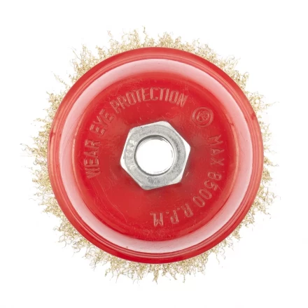 Щетка для УШМ, 125 мм, М14, &quot;чашка&quot;, латунированная витая проволока  MATRIX 74606 купить в Екатеринбурге