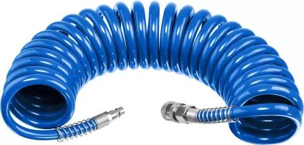 ЗУБР 5 м, 8 х 12 мм, 15 бар, воздушный спиральный шланг с фитингами рапид, Профессионал (6472-05) купить в Екатеринбурге