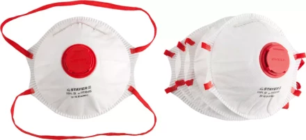 Полумаска фильтрующая STAYER &quot;PROFI&quot; коническая, с клапаном, многослойная, класс защиты FFP1, 5шт 11110-H5 купить в Екатеринбурге