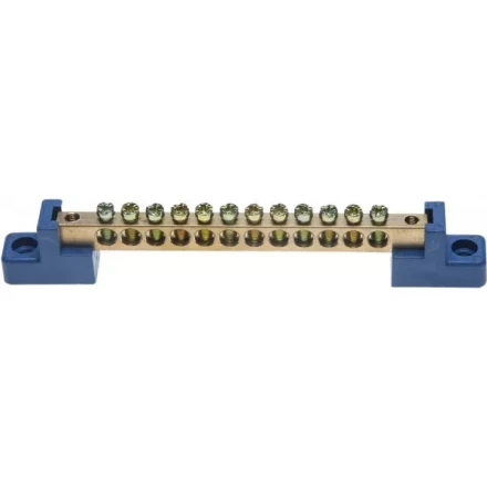 Шина СВЕТОЗАР нулевая на 2-х угловых изоляторах, макс. ток 100А, 5,2мм, 12 полюсов 49808-12 купить в Екатеринбурге