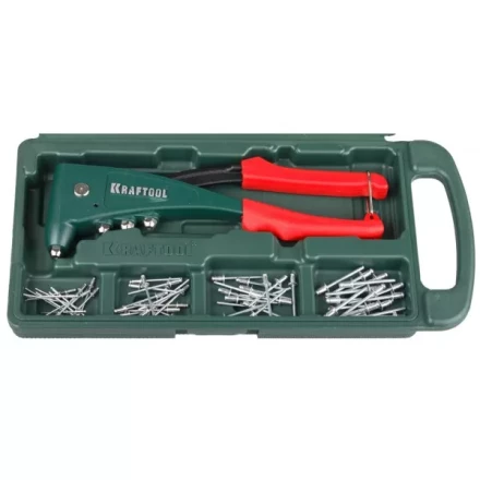 Заклепочник, KRAFTOOL &quot;NX-5&quot; 31173-H6, усиленный литой к d=2,4-4,8 мм - Al и сталь, d=2,4-4,0 - нерж сталь, в боксе, с набором заклепок 31173-H6 купить в Екатеринбурге