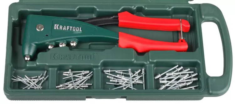 Заклепочник, KRAFTOOL "NX-5" 31173-H6, усиленный литой к d=2,4-4,8 мм - Al и сталь, d=2,4-4,0 - нерж сталь, в боксе, с набором заклепок 31173-H6 купить в Екатеринбурге