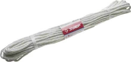 Фал ЗУБР капроновый, d=6,0 мм, 20 м, 650 кгс, 20,5 ктекс 50210-06 купить в Екатеринбурге