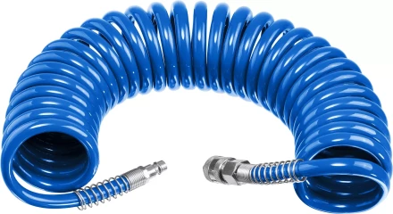 ЗУБР 10 м, 8 х 12 мм, 15 бар, воздушный спиральный шланг с фитингами рапид, Профессионал (6472-10) купить в Екатеринбурге