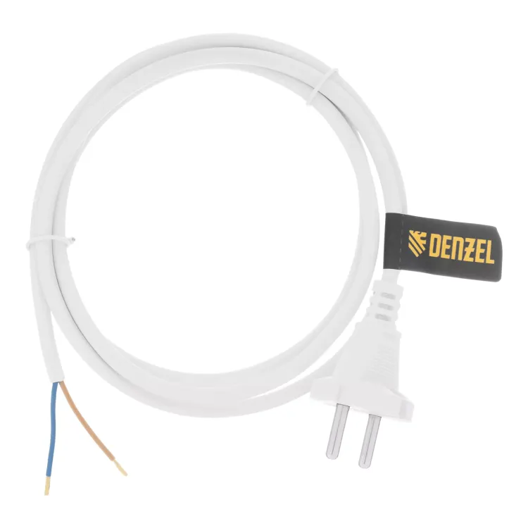 Шнур сетевой Denzel Energy Series, ПВС, 1,5 м, 2 x 1 мм, с неразборной вилкой, белый, 3 м, 37660 купить в Екатеринбурге