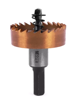 HSS-TiN коронка MESSER 40мм с центр. сверлом и толкающей пружиной для  лист. материала  до 2 мм ц/х купить в Екатеринбурге