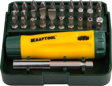 Набор KRAFTOOL Отвертка реверсивная с битами и адаптером, Cr-V, 32 предмета 26142-H32 купить в Екатеринбурге