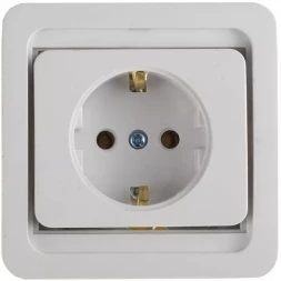 Розетка СВЕТОЗАР &quot;ГАММА&quot; одинарная, с заземлением, цвет белый, 16А/~250В SV-54105-W