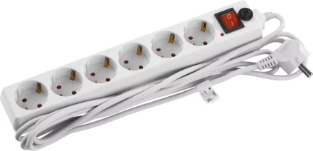 Сетевой фильтр STAYER &quot;MASTER&quot; электрический, 6 гнезд, заземление, макс. мощн. 2200 Вт, 3м 55067-3 купить в Екатеринбурге