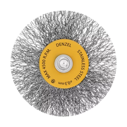 Щетка для дрели, 60 мм, Плоская, со шпилькой, нержавеющая витая проволока Denzel 744463 купить в Екатеринбурге