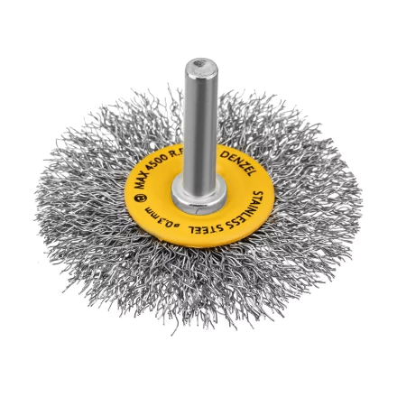 Щетка для дрели, 60 мм, Плоская, со шпилькой, нержавеющая витая проволока Denzel 744463 купить в Екатеринбурге