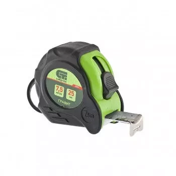 Рулетка Графит, обрезиненный корпус, амортизатор, 7,5 м х 25 мм  СИБРТЕХ 32533 купить в Екатеринбурге