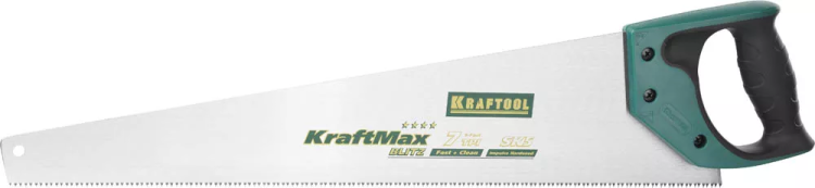 Ножовка для быстрого реза "KraftMax-7" 7 TPI, 500 мм, прямой крупный зуб, рез поперек волокон, для крупных и средних заготовок, KRAFTOOL 15224-55 купить в Екатеринбурге
