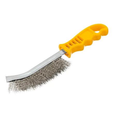 Щетка металлическая с пластмассовой ручкой, нержавеющая проволока Denzel 748287 купить в Екатеринбурге