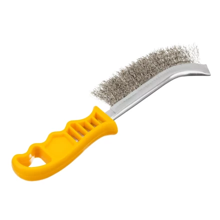 Щетка металлическая с пластмассовой ручкой, нержавеющая проволока Denzel 748287 купить в Екатеринбурге