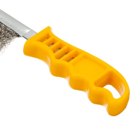 Щетка металлическая с пластмассовой ручкой, нержавеющая проволока Denzel 748287 купить в Екатеринбурге