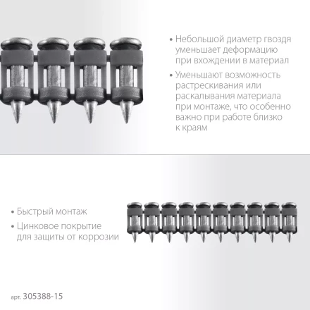 ЗУБР CN 15 х 2.7 мм, гвозди по бетону оцинкованные, 1000 шт (305388-15) купить в Екатеринбурге