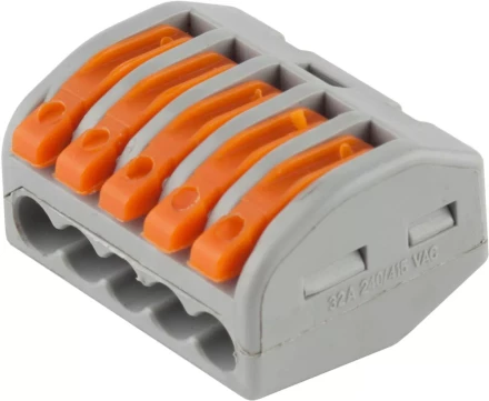 Клемма СВЕТОЗАР соединительная, разъемная, 5-и проводная, 400В, 32А, 0,5-2,5мм2/0,5-4мм2, 2шт 49190-5 купить в Екатеринбурге