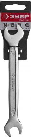 Ключ ЗУБР &quot;МАСТЕР&quot; гаечный рожковый, Cr-V сталь, хромированный, 14х15мм 27010-14-15 купить в Екатеринбурге