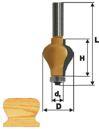 Фреза кромочная фигурная Ф32Х38 мм хвостовик 12 мм 46416 купить в Екатеринбурге